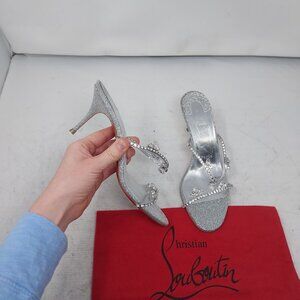 Christian Louboutin Silver Just Queen Crystal Bridal Wedding Heel Sandal